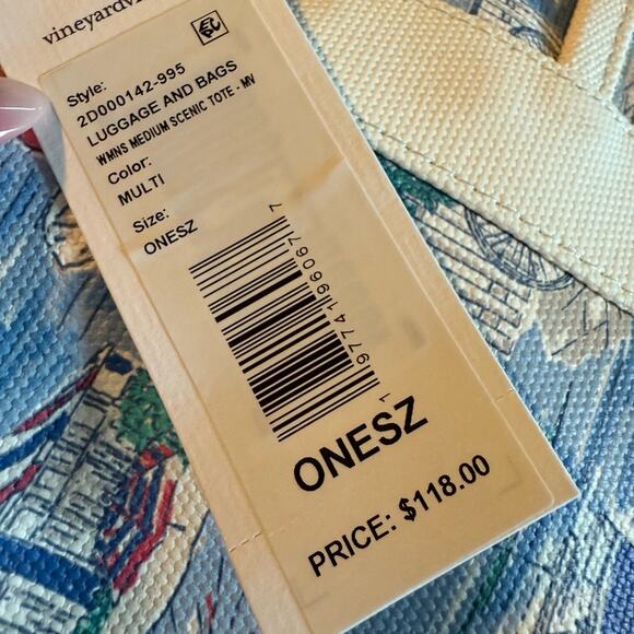 Vineyard Vines Nautical Blue and White Tote medium scenic tote coated canvas - Picture 8 of 8